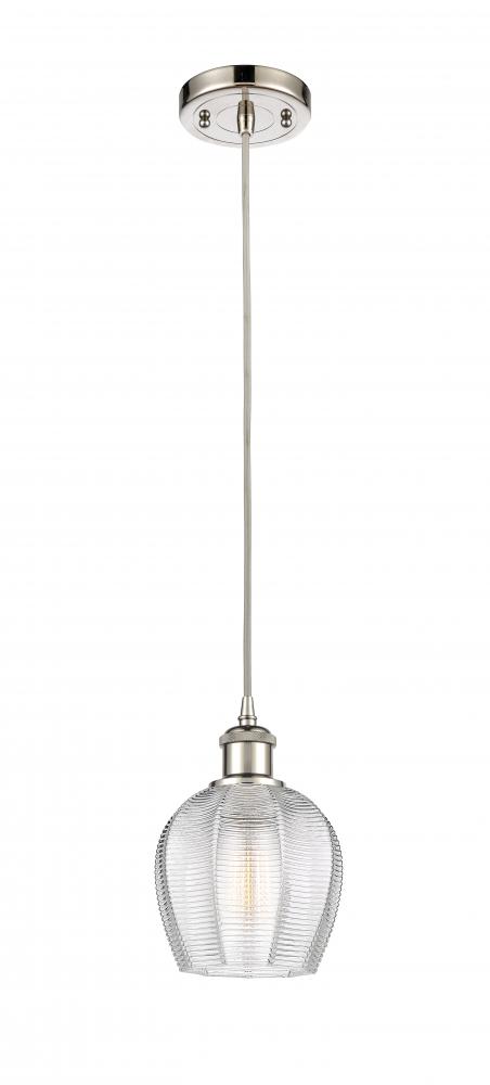 Norfolk - 1 Light - 6 inch - Polished Nickel - Cord hung - Mini Pendant