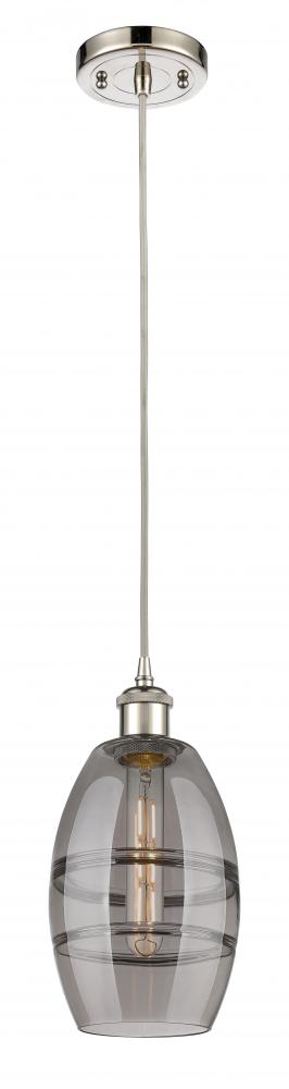 Vaz - 1 Light - 6 inch - Polished Nickel - Cord hung - Mini Pendant