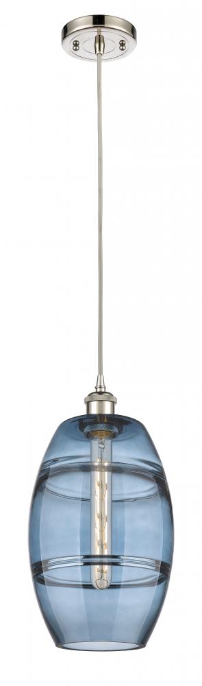 Vaz - 1 Light - 8 inch - Polished Nickel - Cord hung - Mini Pendant