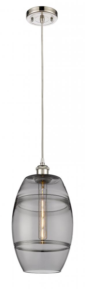 Vaz - 1 Light - 8 inch - Polished Nickel - Cord hung - Mini Pendant