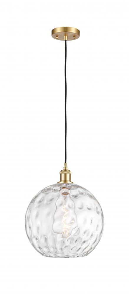 Athens Water Glass - 1 Light - 12 inch - Satin Gold - Cord hung - Mini Pendant