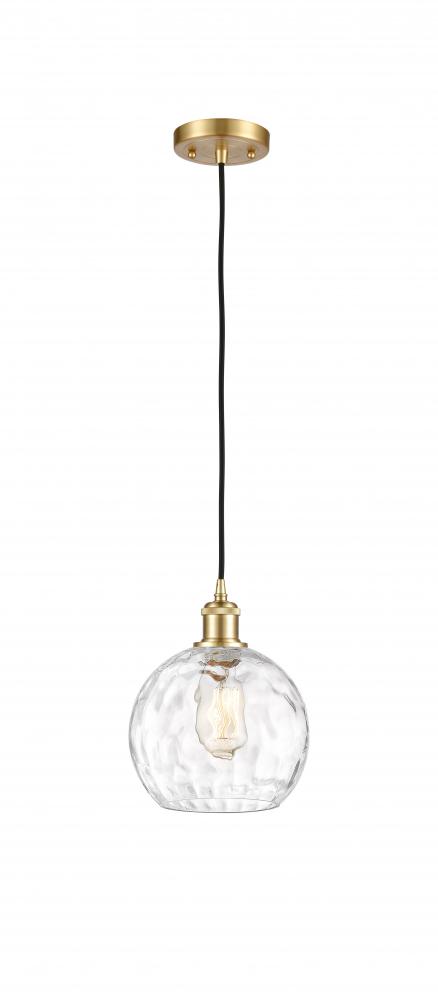 Athens Water Glass - 1 Light - 8 inch - Satin Gold - Cord hung - Mini Pendant