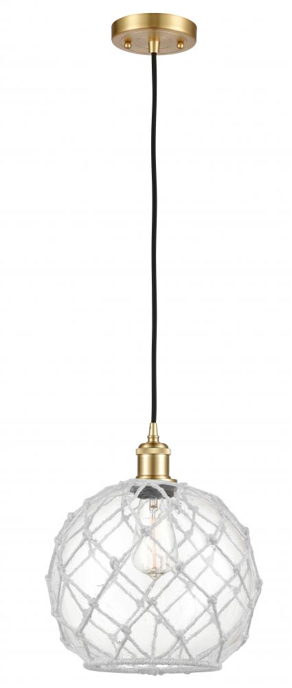 Farmhouse Rope - 1 Light - 10 inch - Satin Gold - Cord hung - Mini Pendant