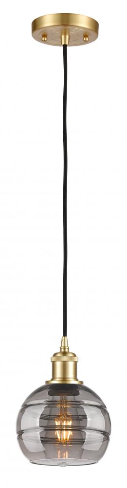 Rochester - 1 Light - 6 inch - Satin Gold - Cord hung - Mini Pendant