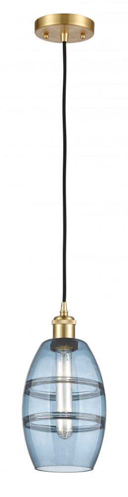 Vaz - 1 Light - 6 inch - Satin Gold - Cord hung - Mini Pendant