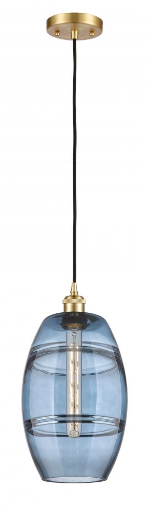 Vaz - 1 Light - 8 inch - Satin Gold - Cord hung - Mini Pendant