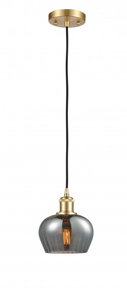 Fenton - 1 Light - 7 inch - Satin Gold - Cord hung - Mini Pendant