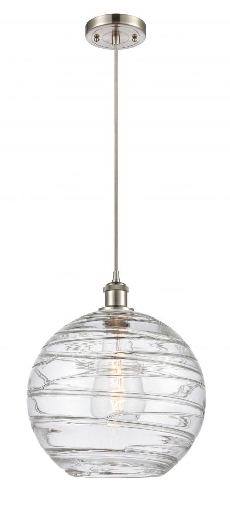 Athens Deco Swirl - 1 Light - 12 inch - Brushed Satin Nickel - Cord hung - Mini Pendant