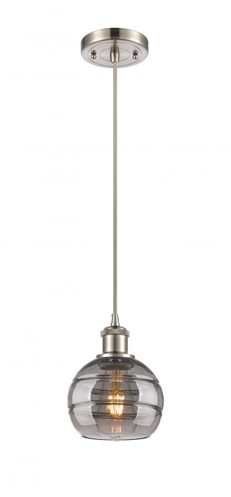 Rochester - 1 Light - 6 inch - Brushed Satin Nickel - Cord hung - Mini Pendant