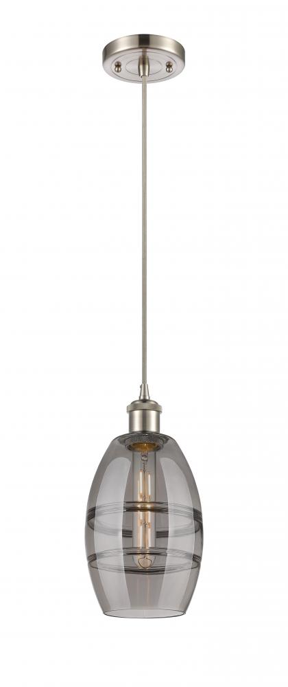 Vaz - 1 Light - 6 inch - Brushed Satin Nickel - Cord hung - Mini Pendant