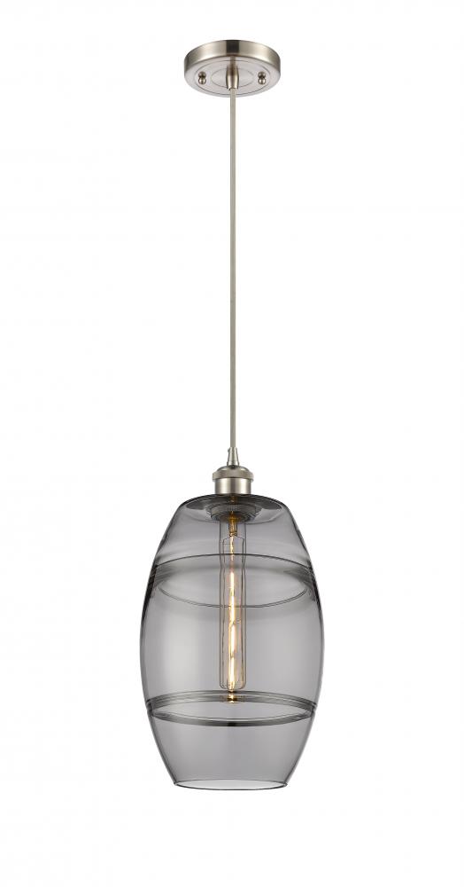 Vaz - 1 Light - 8 inch - Brushed Satin Nickel - Cord hung - Mini Pendant