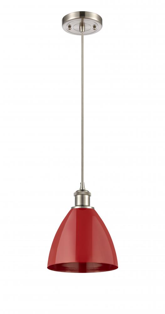 Plymouth - 1 Light - 8 inch - Brushed Satin Nickel - Cord hung - Mini Pendant