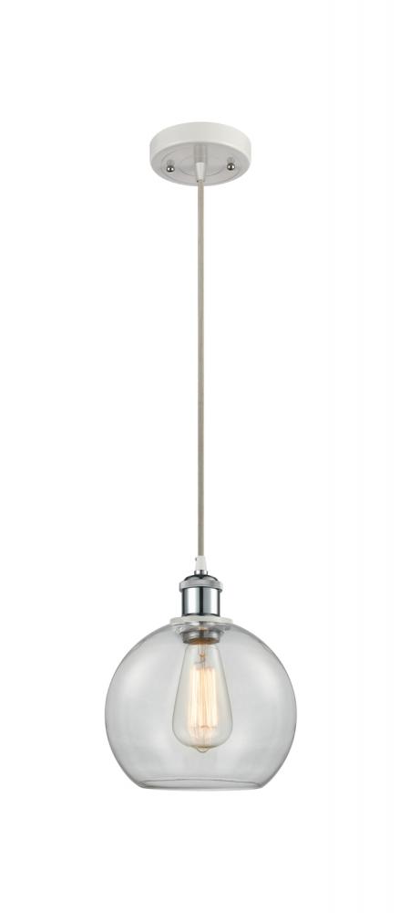 Athens - 1 Light - 8 inch - White Polished Chrome - Cord hung - Mini Pendant