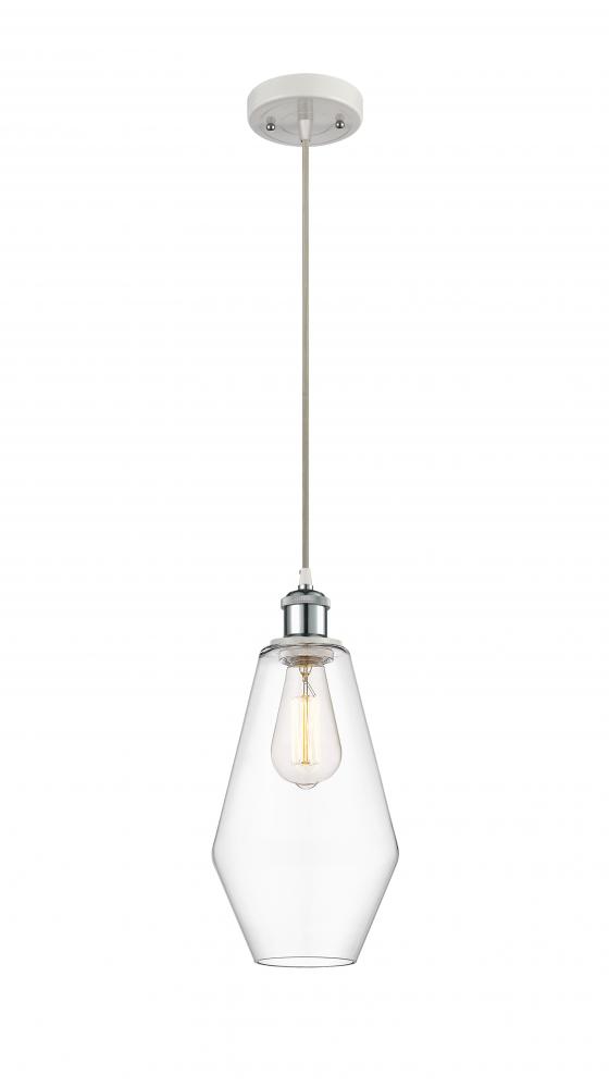 Cindyrella - 1 Light - 7 inch - White Polished Chrome - Cord hung - Mini Pendant