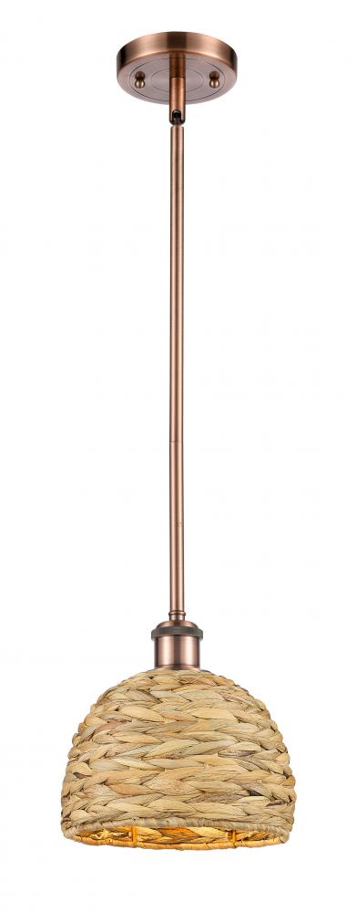 Woven Rattan - 1 Light - 8 inch - Antique Copper - Multi Pendant