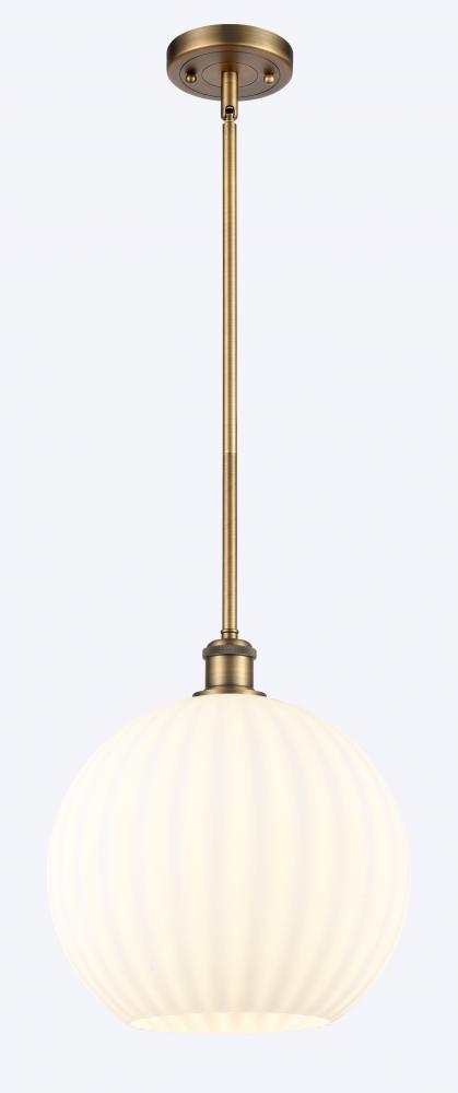 White Venetian - 1 Light - 12 inch - Brushed Brass - Mini Pendant