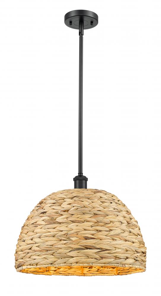 Woven Rattan - 1 Light - 16 inch - Matte Black - Multi Pendant