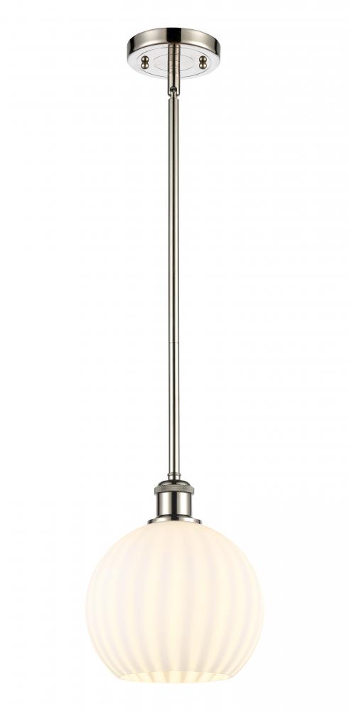 White Venetian - 1 Light - 8 inch - Polished Nickel - Mini Pendant