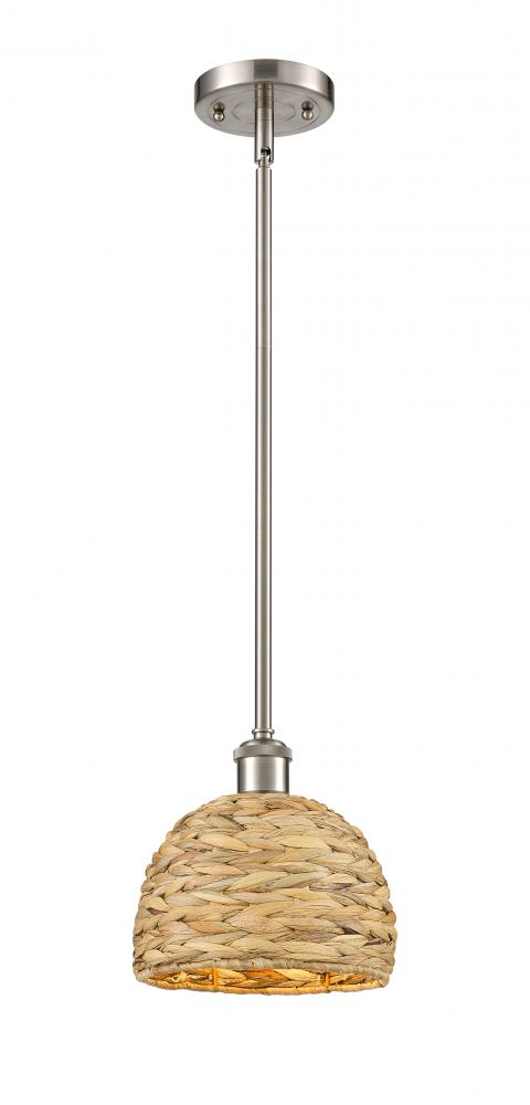 Woven Rattan - 1 Light - 8 inch - Satin Nickel - Multi Pendant