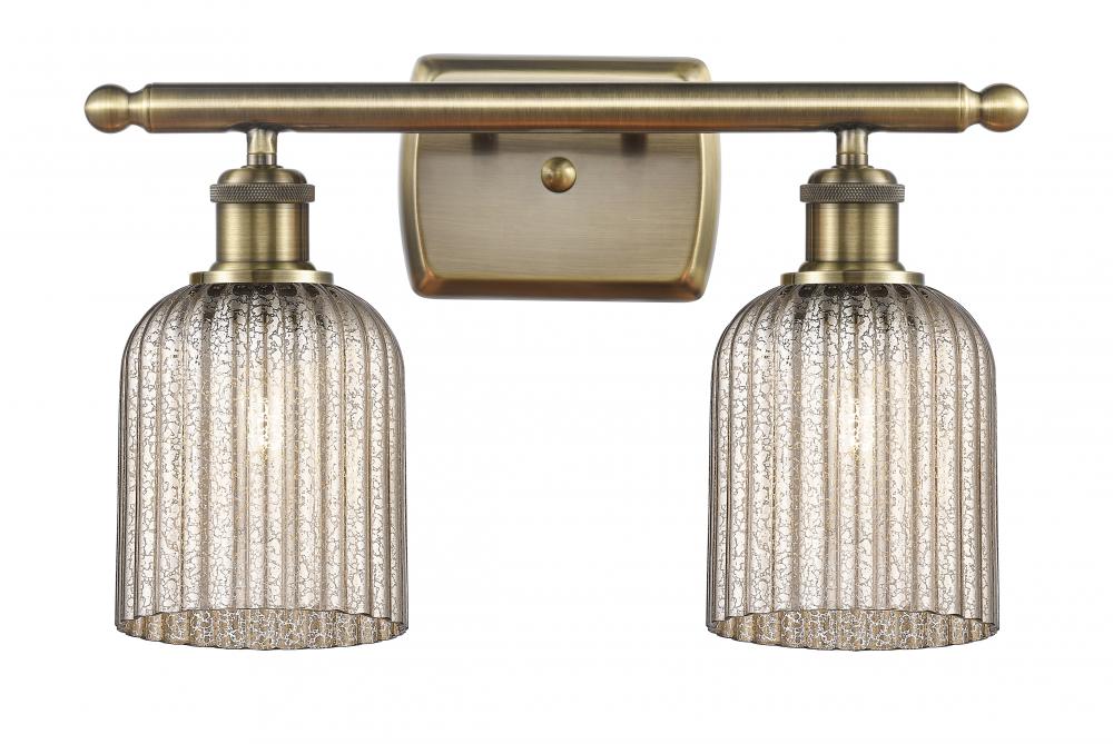 Bridal Veil - 2 Light - 15 inch - Antique Brass - Bath Vanity Light