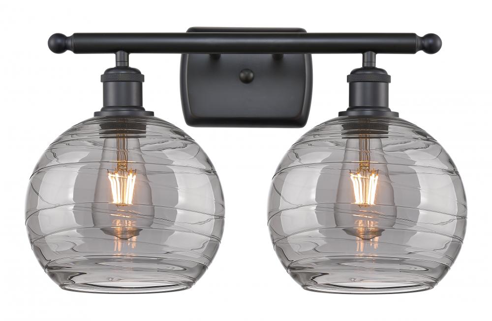 Athens Deco Swirl - 2 Light - 18 inch - Matte Black - Bath Vanity Light