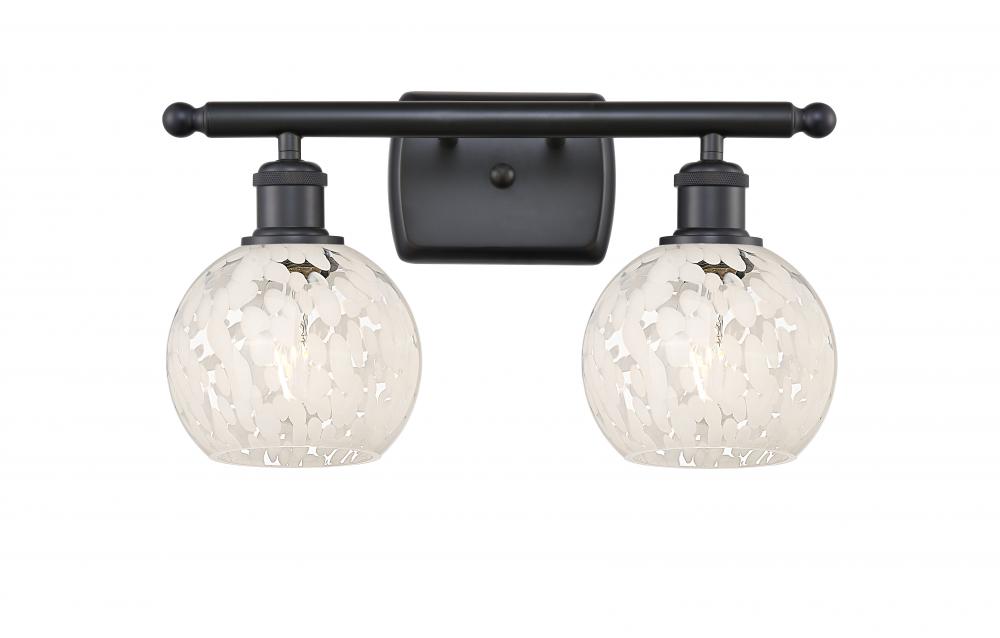 White Mouchette - 2 Light - 16 inch - Matte Black - Bath Vanity Light