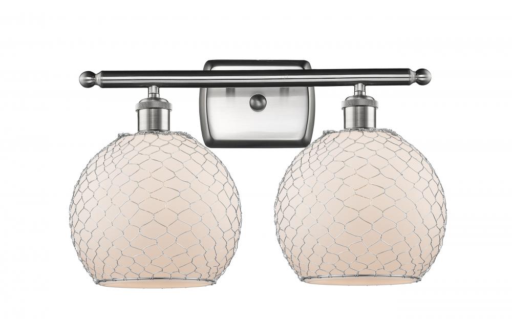 Farmhouse Chicken Wire 2 Light Bath Vanity Light