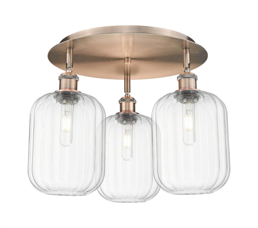 Preston Cylinder - 3 Light - 19 inch - Matte Black - Flush Mount