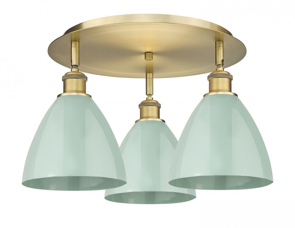 Plymouth - 3 Light - 19 inch - Brushed Brass - Flush Mount