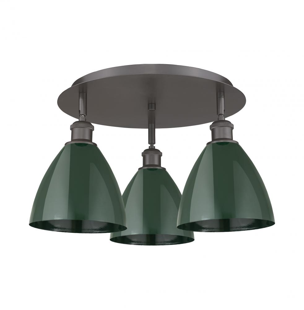 Plymouth - 3 Light - 19 inch - Oil Rubbed Bronze - Flush Mount