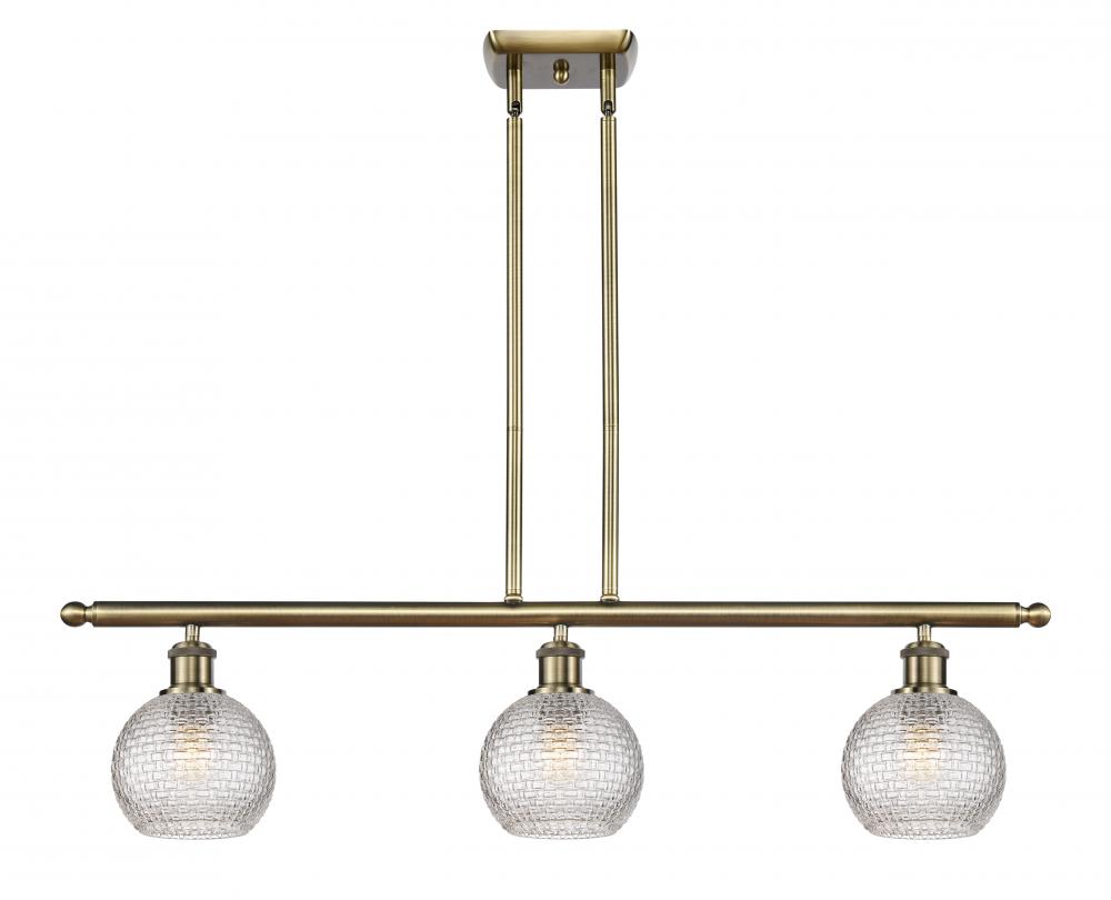 Athens - 3 Light - 36 inch - Antique Brass - Cord hung - Island Light