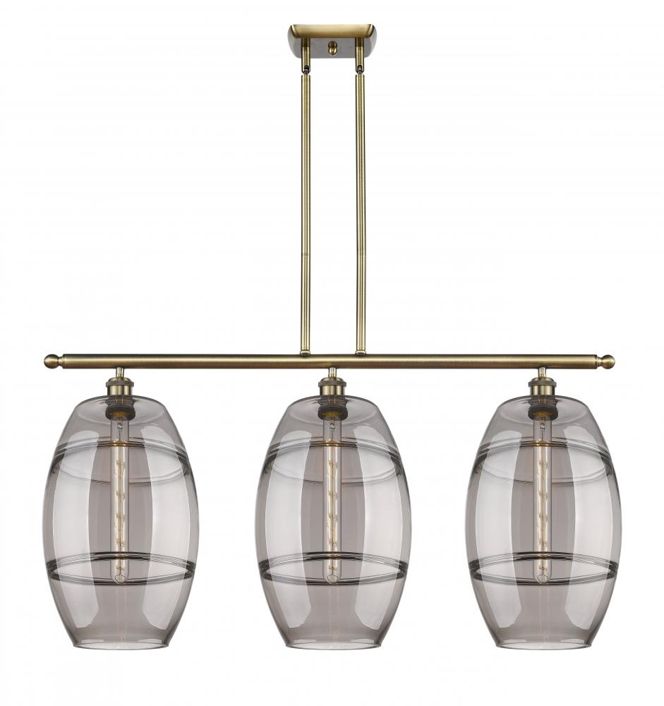 Vaz - 3 Light - 37 inch - Antique Brass - Cord hung - Island Light