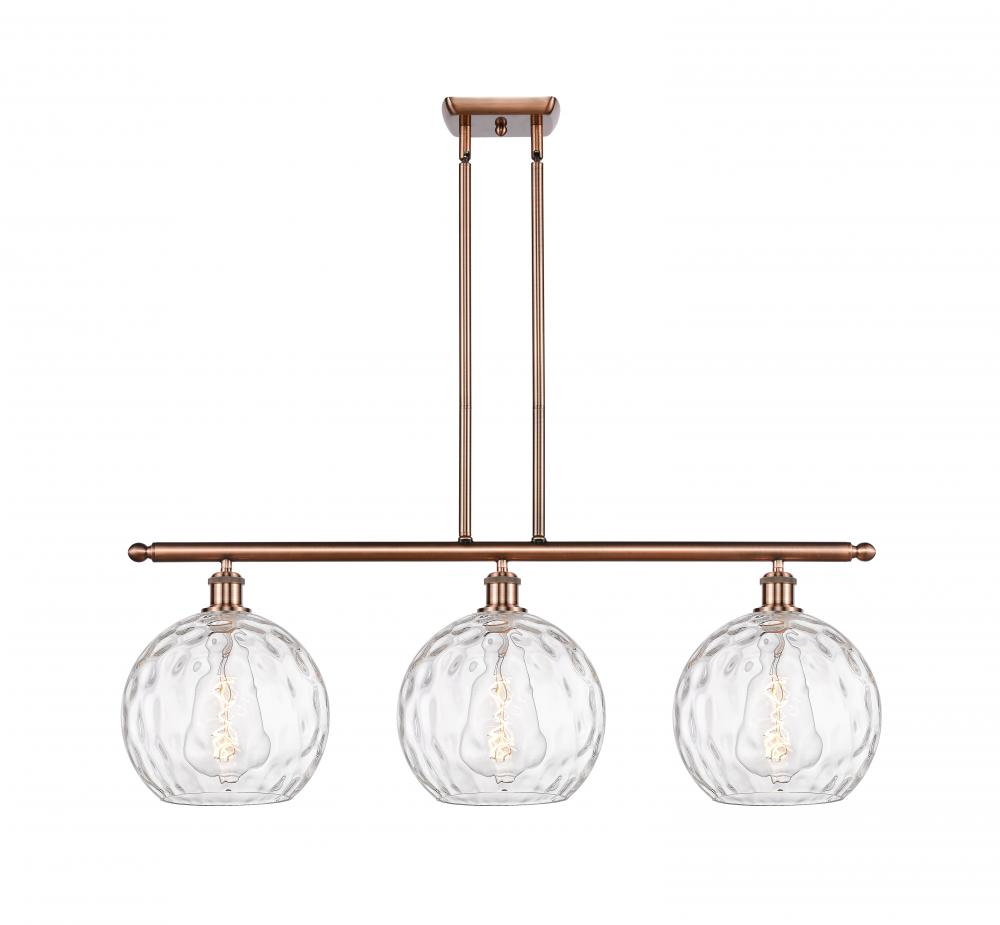 Athens Water Glass - 3 Light - 37 inch - Antique Copper - Cord hung - Island Light