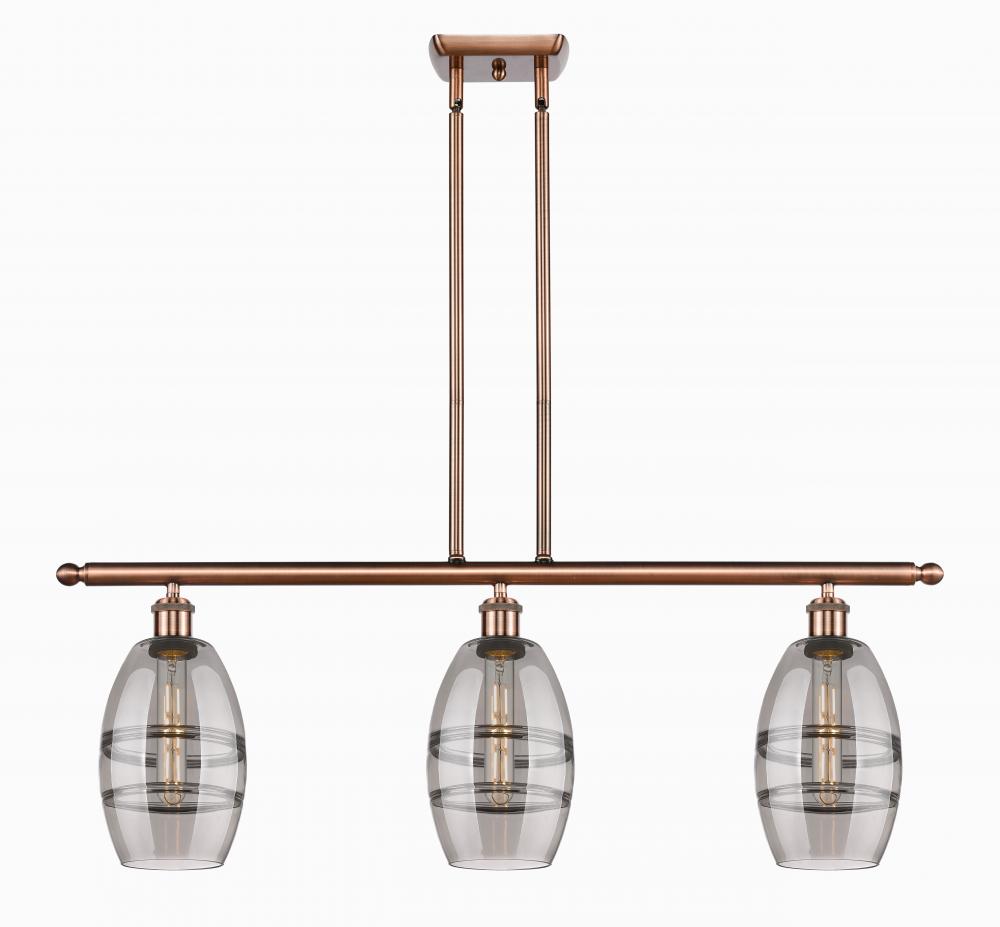 Vaz - 3 Light - 36 inch - Antique Copper - Cord hung - Island Light