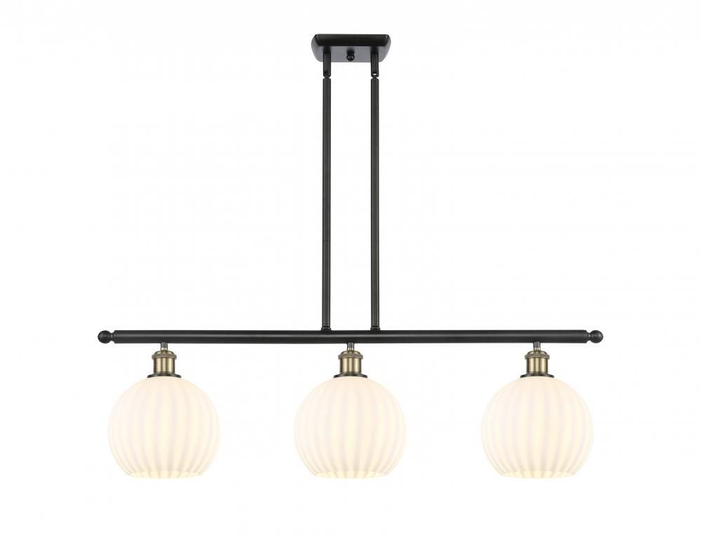 White Venetian - 3 Light - 36 inch - Black Antique Brass - Stem Hung - Island Light