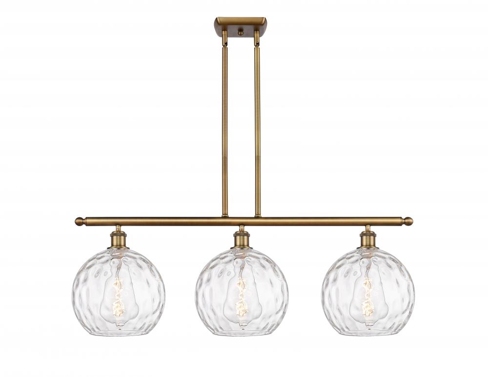 Athens Water Glass - 3 Light - 37 inch - Brushed Brass - Cord hung - Island Light