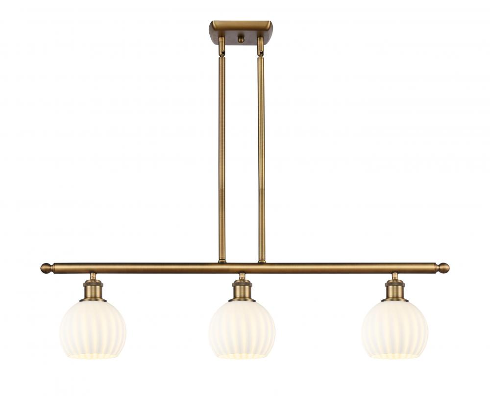 White Venetian - 3 Light - 36 inch - Brushed Brass - Stem Hung - Island Light