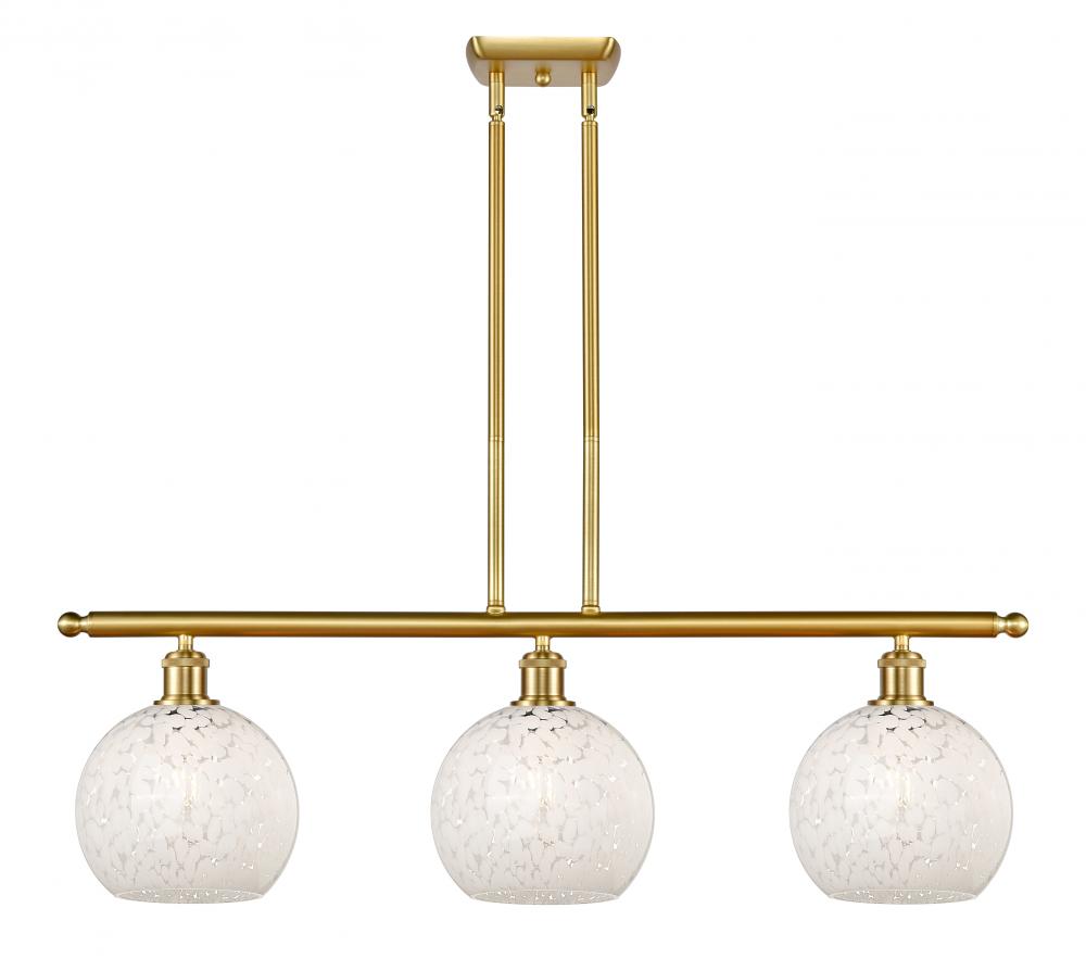 White Mouchette - 3 Light - 36 inch - Satin Gold - Stem Hung - Island Light