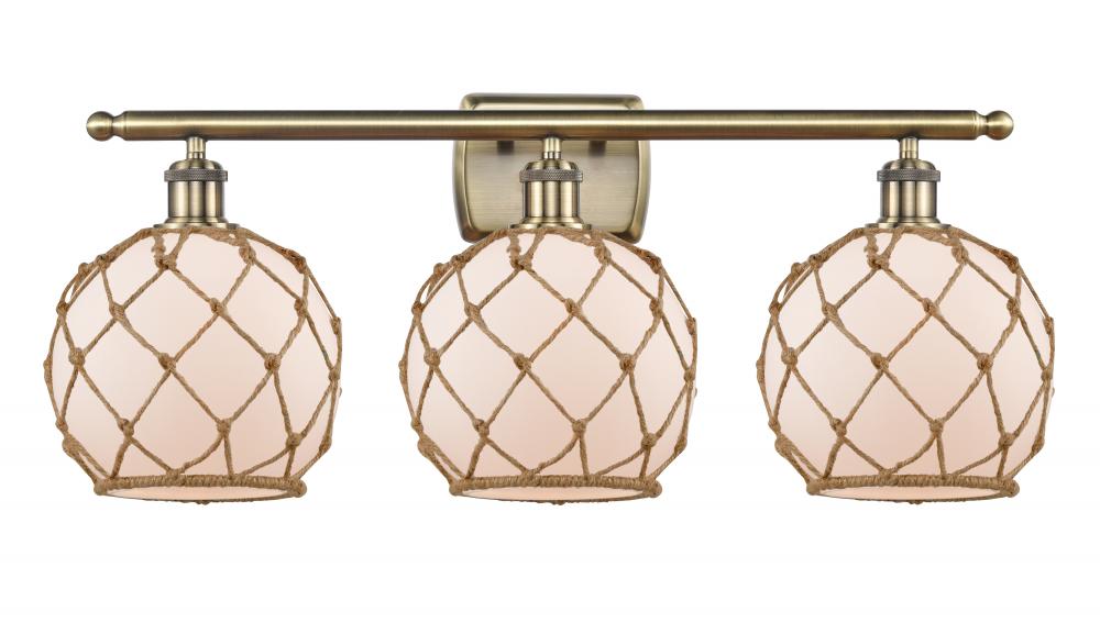 Farmhouse Rope - 3 Light - 28 inch - Antique Brass - Bath Vanity Light