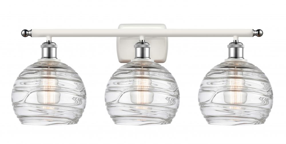 Athens Deco Swirl - 3 Light - 28 inch - White Polished Chrome - Bath Vanity Light