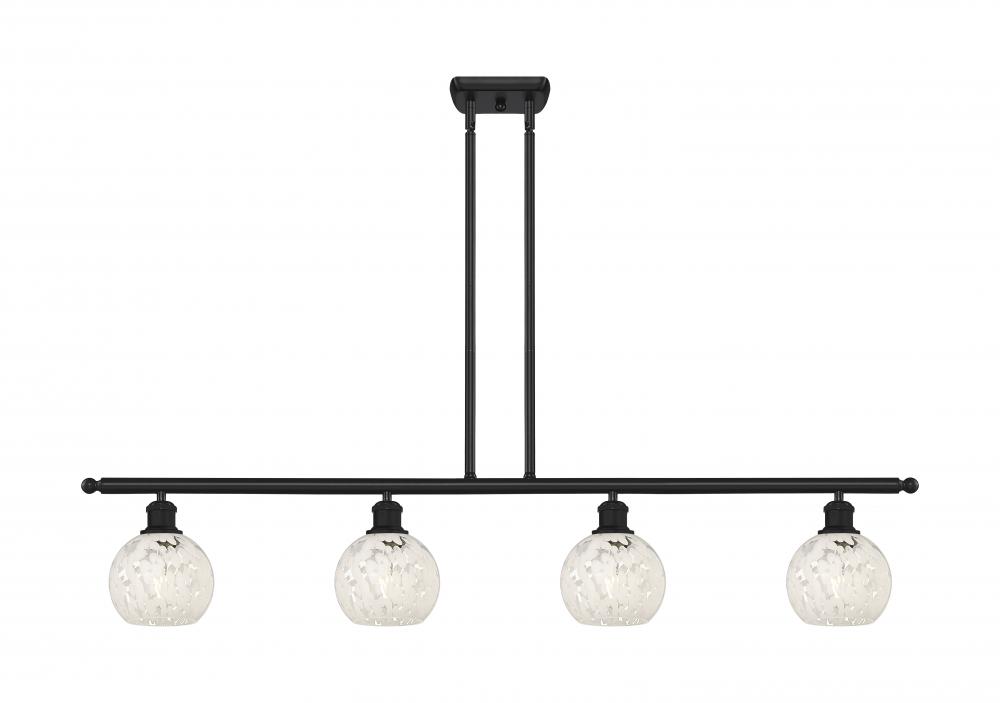 White Mouchette - 4 Light - 48 inch - Matte Black - Stem Hung - Island Light