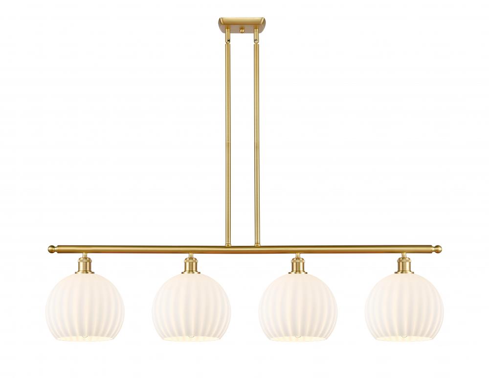 White Venetian - 4 Light - 48 inch - Satin Gold - Stem Hung - Island Light