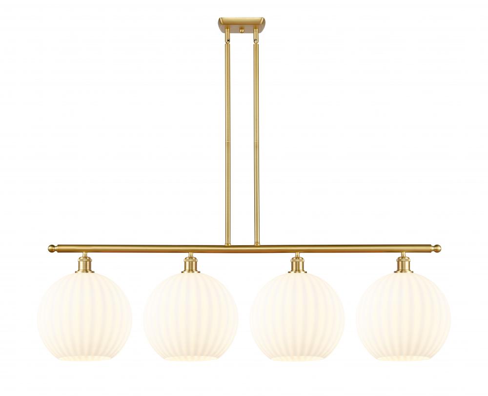 White Venetian - 4 Light - 50 inch - Satin Gold - Stem Hung - Island Light