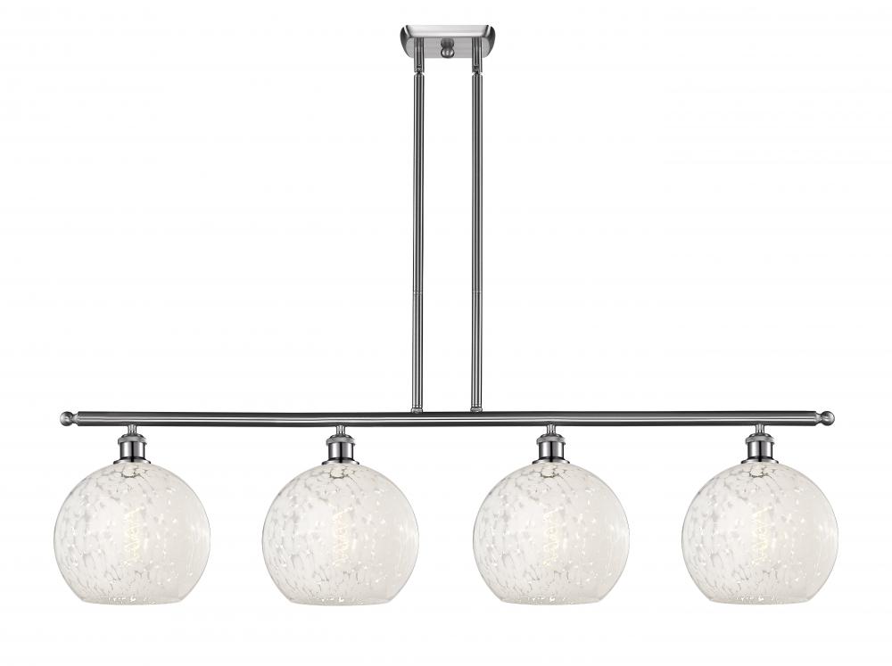 White Mouchette - 4 Light - 48 inch - Brushed Satin Nickel - Stem Hung - Island Light