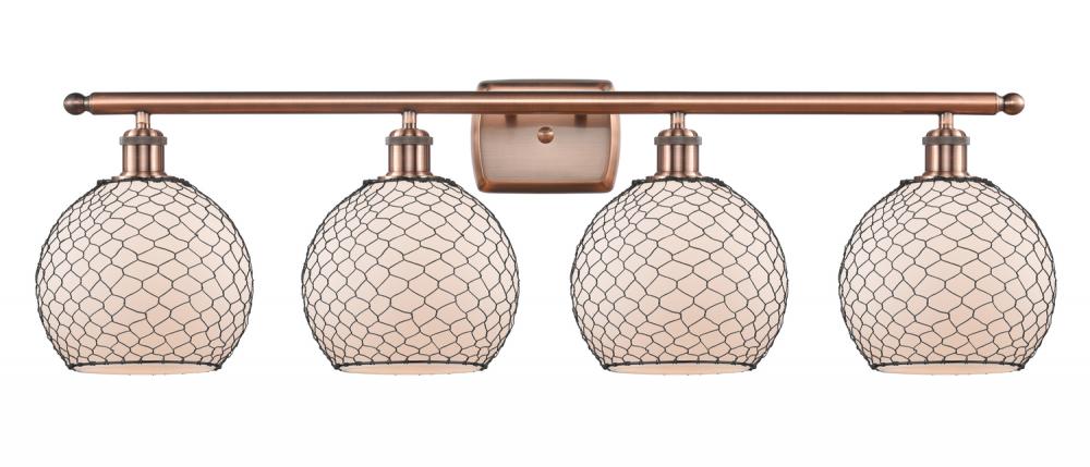 Farmhouse Chicken Wire - 4 Light - 38 inch - Antique Copper - Bath Vanity Light