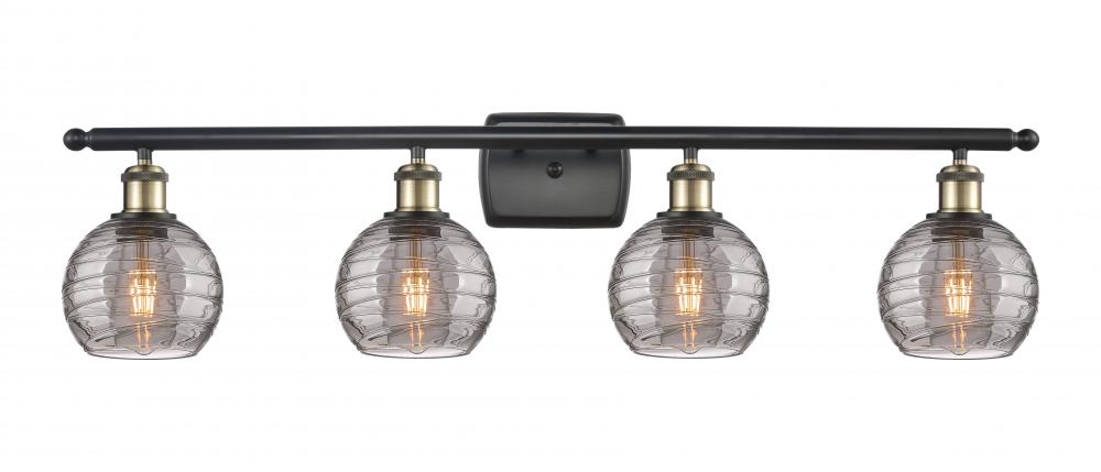 Athens Deco Swirl - 4 Light - 36 inch - Black Antique Brass - Bath Vanity Light