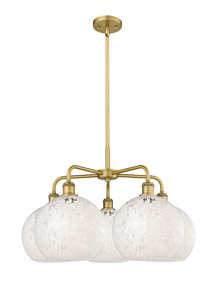 White Mouchette - 5 Light - 28 inch - Brushed Brass - Chandelier