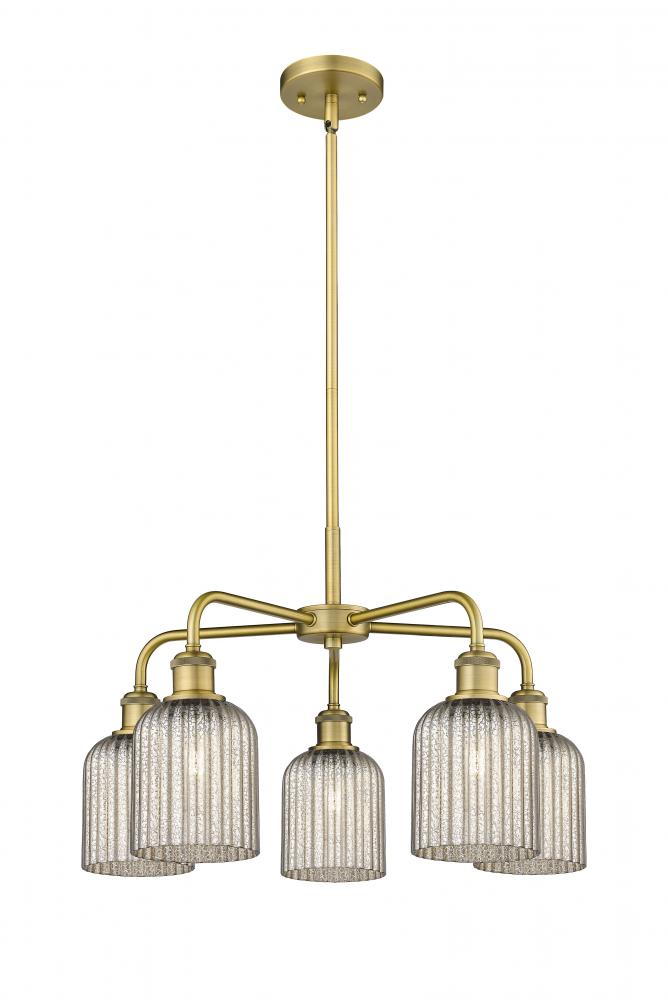 Bridal Veil - 5 Light - 23 inch - Brushed Brass - Chandelier