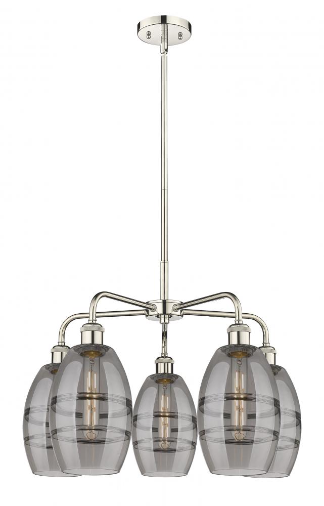 Vaz - 5 Light - 24 inch - Polished Nickel - Chandelier