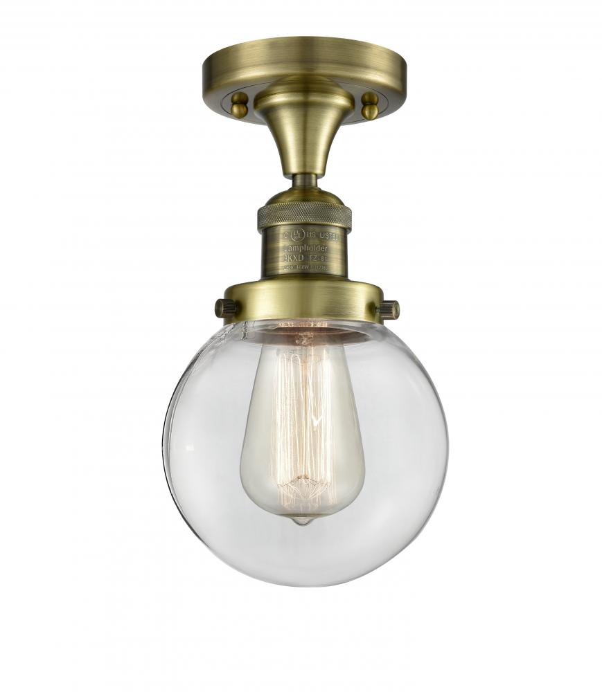 Beacon - 1 Light - 6 inch - Antique Brass - Semi-Flush Mount